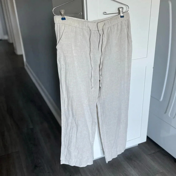 Liz Claiborne Linen Cotton Cropped Comfortable Pants Petite Medium - Picture 11 of 12